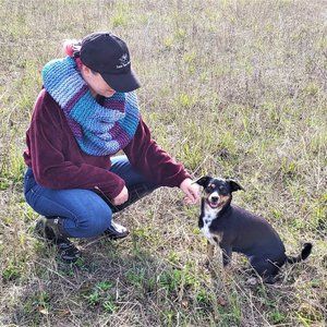 Blues & Purple Handmade Knit Infinity Scarf